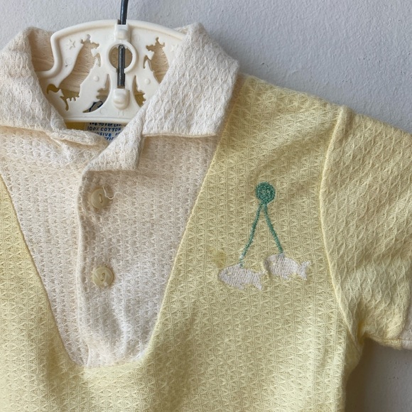 Carter’s vintage 60s mod pastel yellow knit unisex bubble romper size 6 mo. - Picture 9 of 10